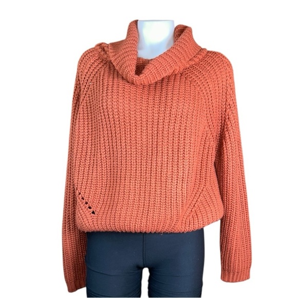 Sweaters - Cozy Orange Cowl Neck Sweater  Chunky Cropped  size M